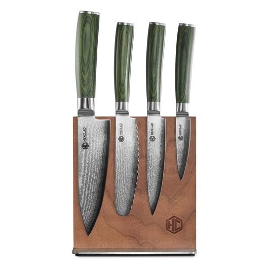 Damascus Steel Studio Knife Set, 5-pc (Green)