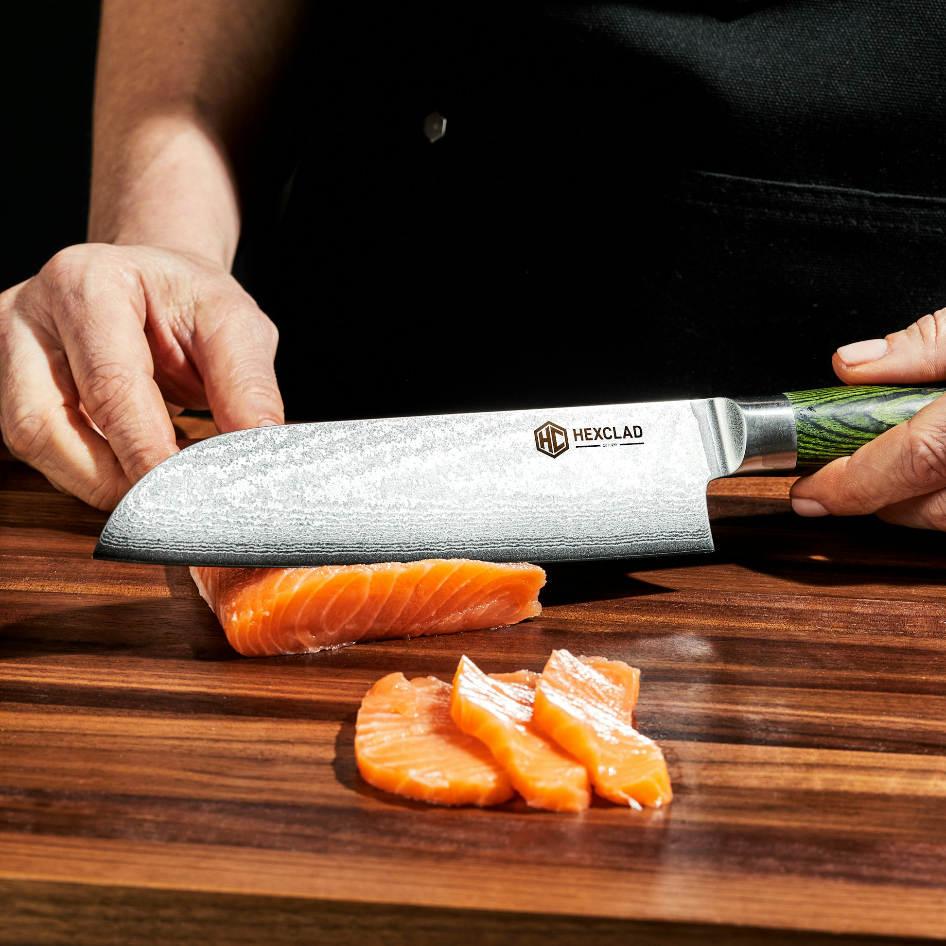 Damascus Steel Knife Set, 7-pc (Green)