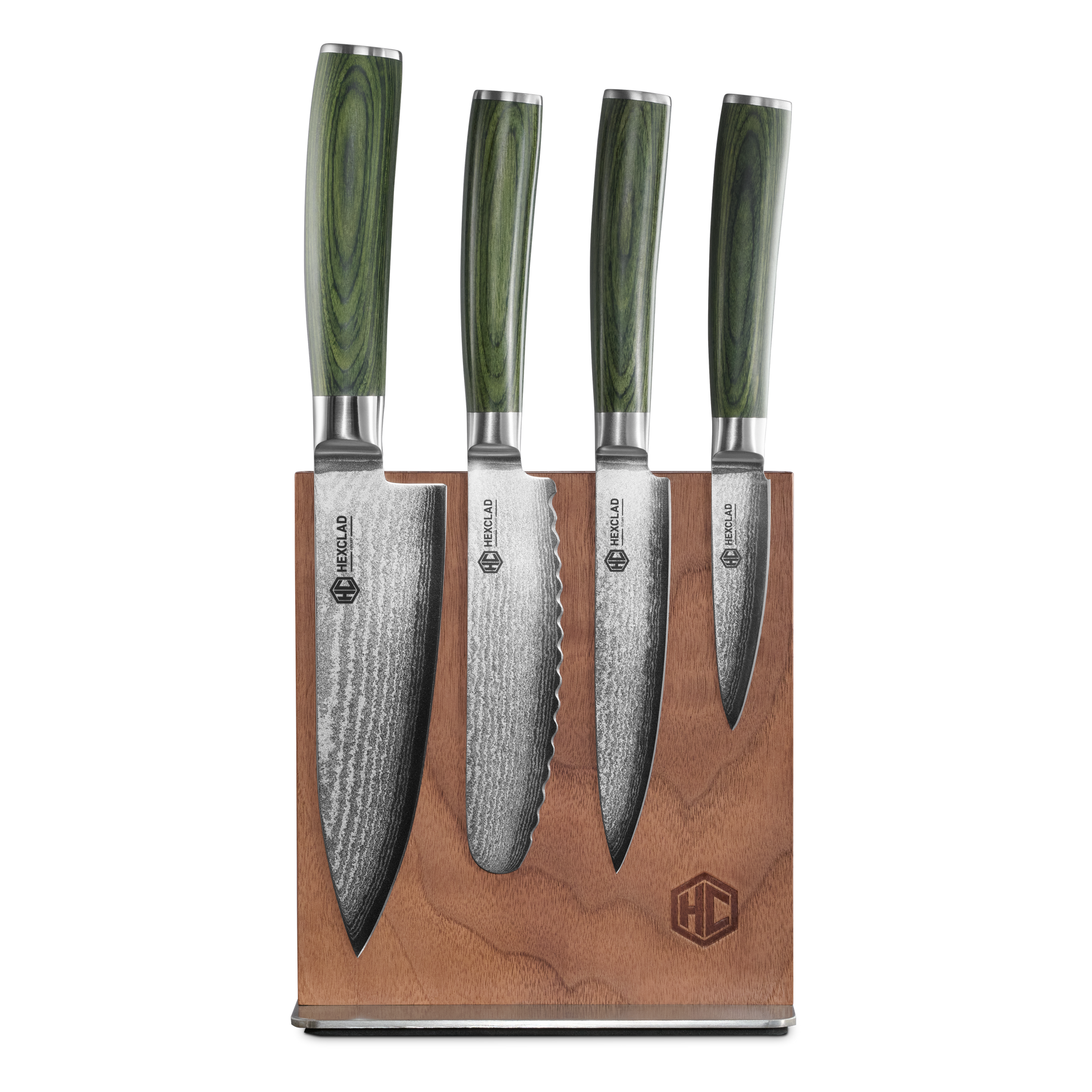 Damascus Steel Studio Knife Set, 5-pc (Green)