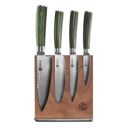 Damascus Steel Studio Knife Set, 5-pc (Green)